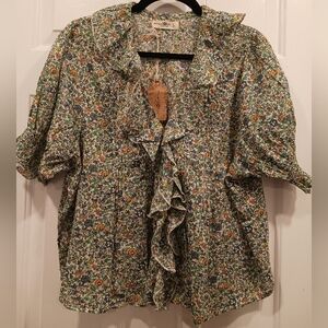 NATURAL LIFE Multicolor Floral Ruffle Blouse